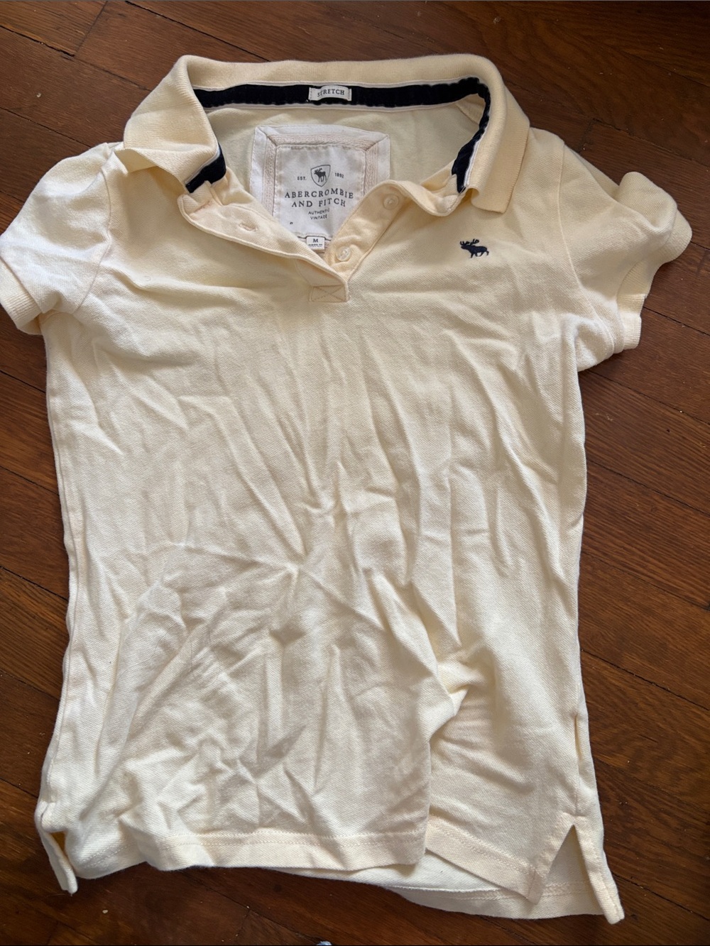 Abercrombie & Fitch Light Cream Girls Polo with Navy Logo